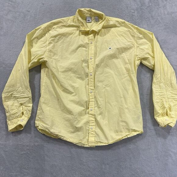 Quiksilver Button Shirt Long Sleeve Men XL Yellow Summer - Picture 1 of 7